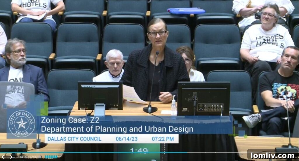 Lisa Sievers, a short-term rental operator, addressing the Dallas City Council.
