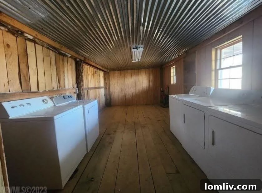 Barn interior showing peculiar ceiling patterns