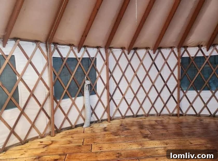 Cozy interior of a Virginia yurt