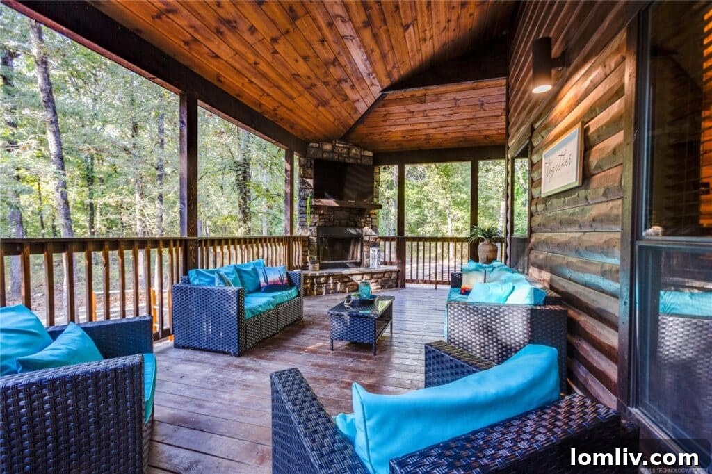 Luxurious bedroom with a large comfortable bed, tasteful rustic decor, and ample natural light in a Broken Bow cabin
