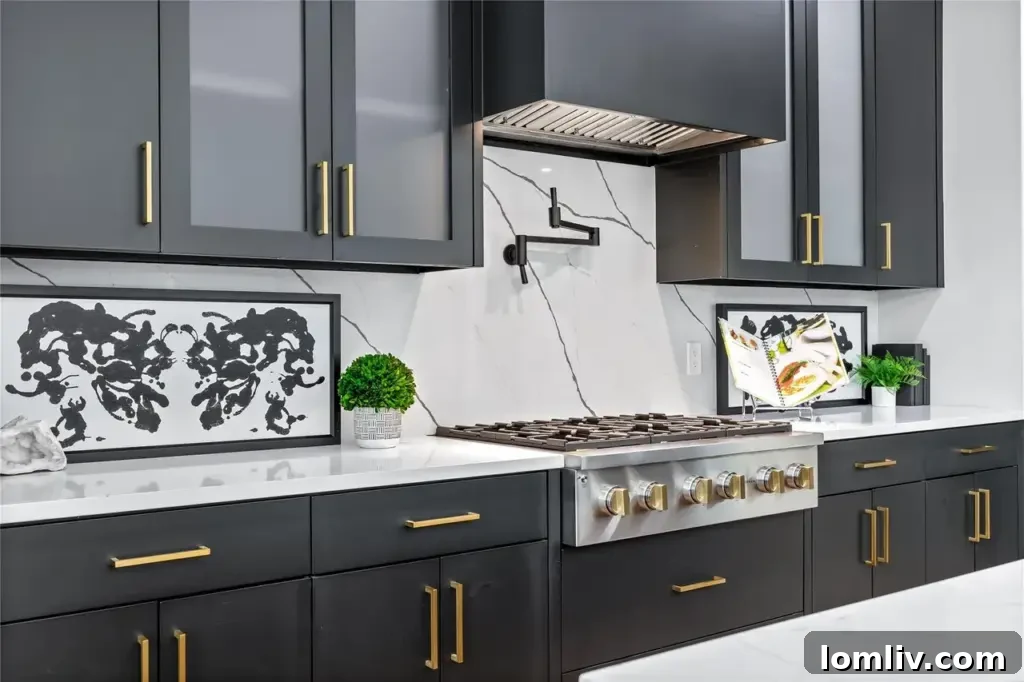 Luxurious kitchen island in a modern Dallas home
