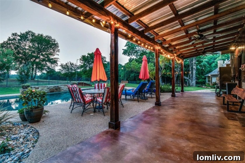 Inviting outdoor living area with fireplace