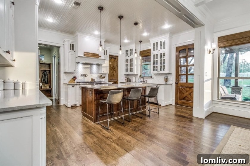 Gourmet kitchen with quartz countertops and double ovens