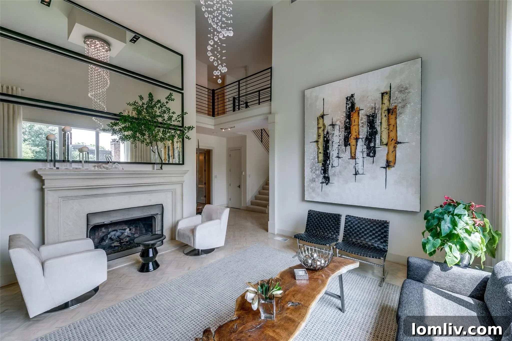 Dazzling chandelier in a designer's home, exuding elegance and luxury