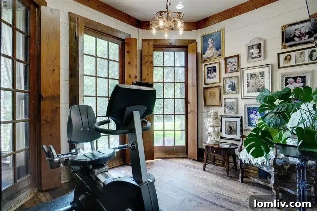 Luxurious primary suite with private sitting area and patio access