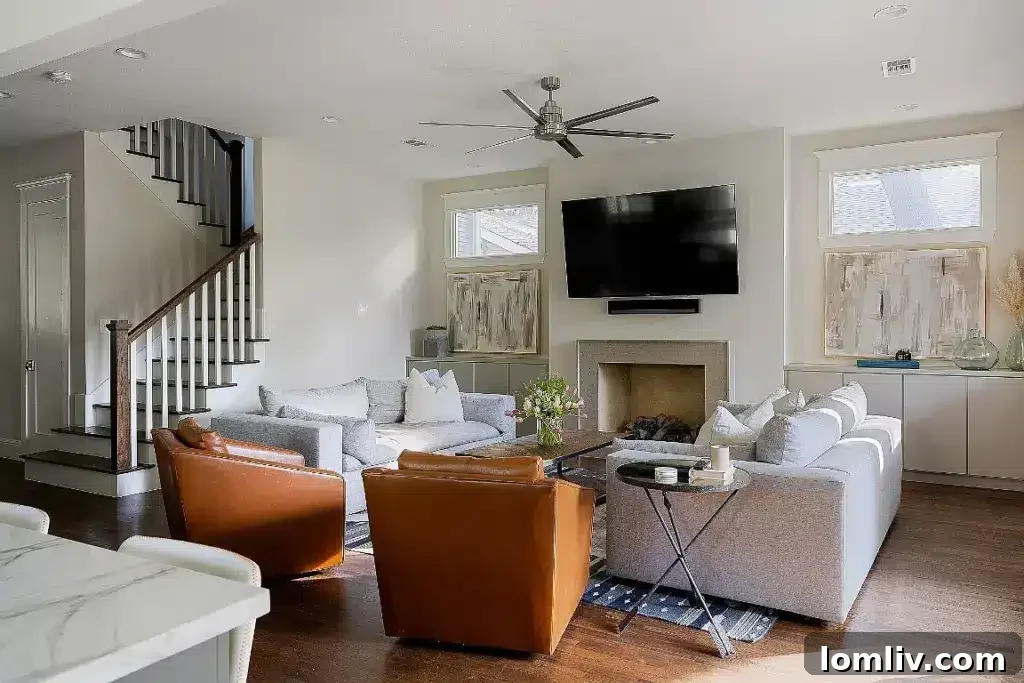 Elegant entryway and staircase of the 4601 Worth Street home, showcasing architectural details