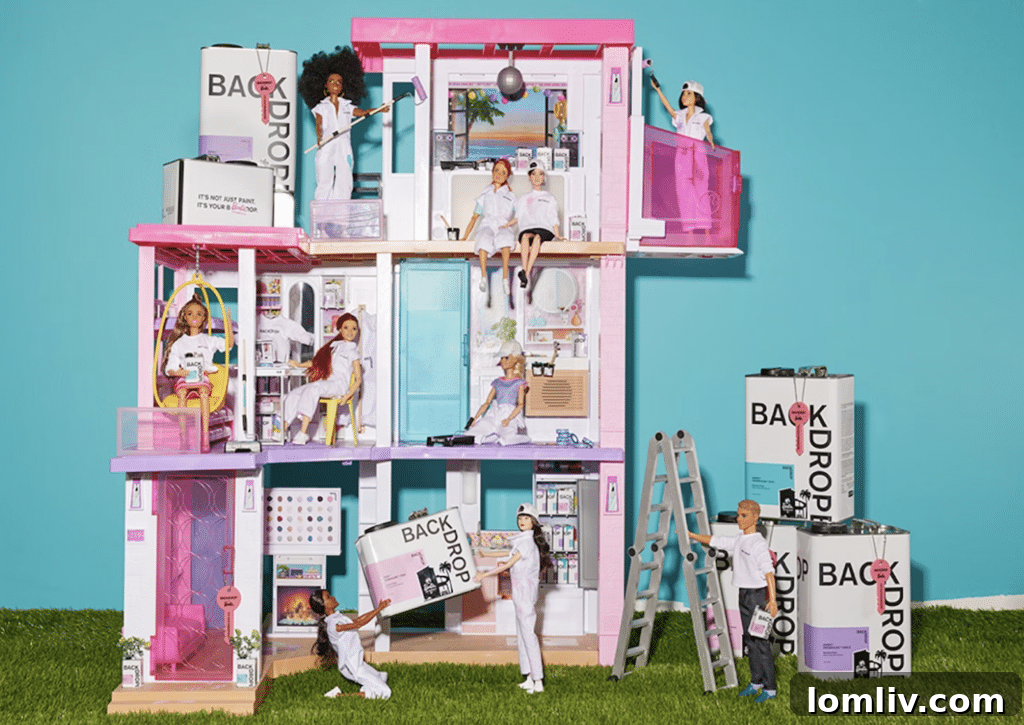 Paint swatches from the Backdrop x Barbie Dreamhouse collection