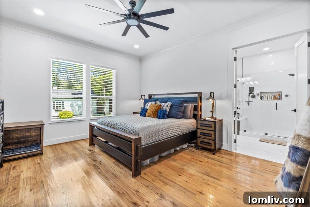 Cool Down: Your Next Home Awaits 17 A spacious and bright living room inside the modern farmhouse, designed with comfort and elegance in mind, perfect for relaxation and entertaining.