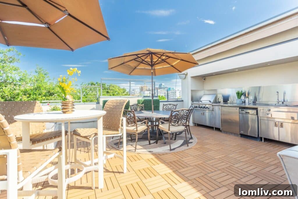 Cool Down: Your Next Home Awaits 7 An impressive four-story townhome, highlighting modern architecture and a prominent rooftop deck, perfect for urban entertaining.