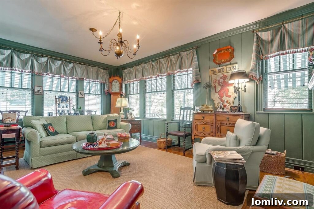Secondary living area featuring a bold red accent and refined interior design