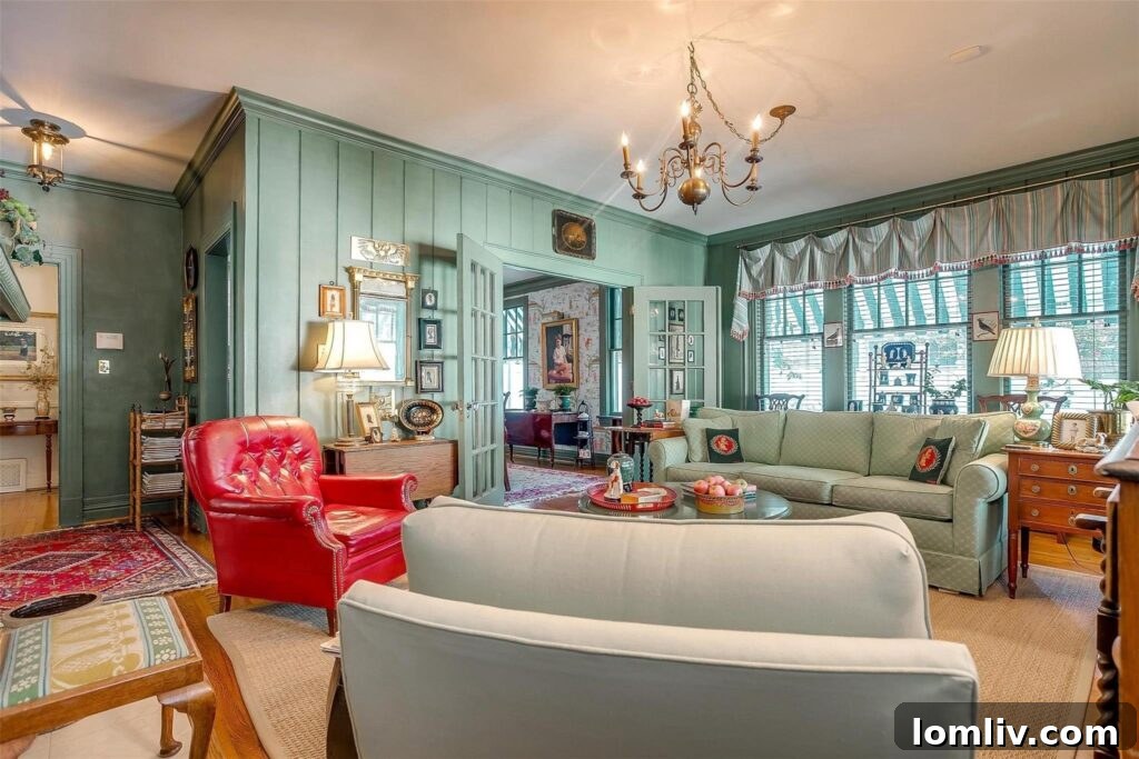 View showcasing the sophisticated interior design details and color palette