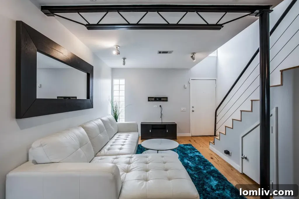 Open concept living room with hardwood floors
