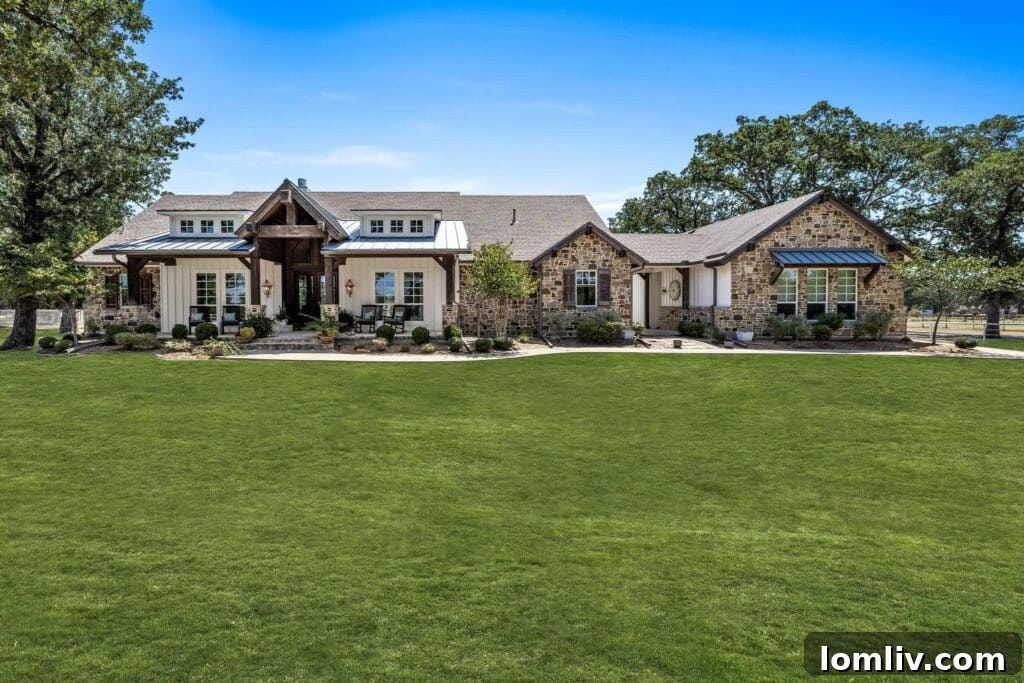 Expansive outdoor space with majestic oak trees at Melody Oaks Acres