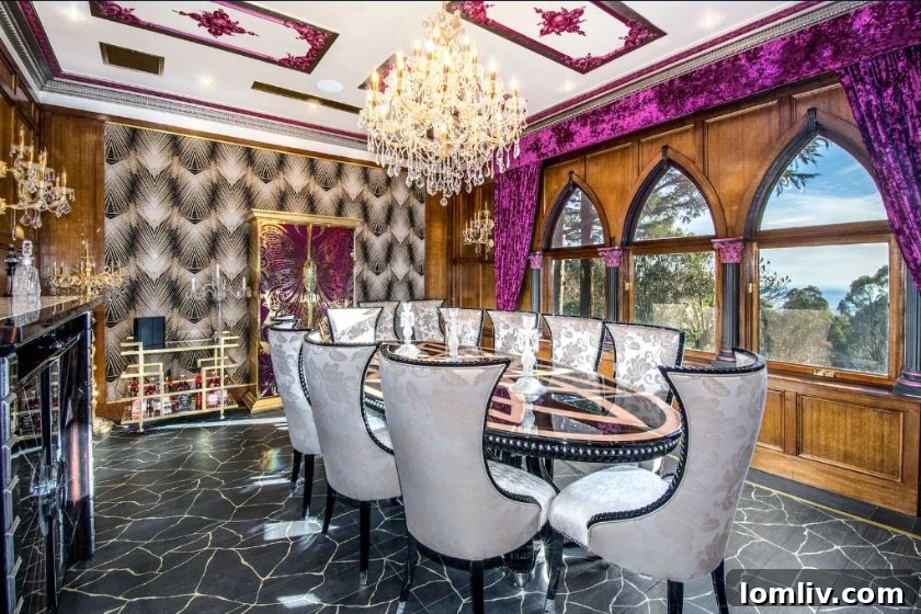 royal purple velvet curtains, luxurious living room, Sassafras property