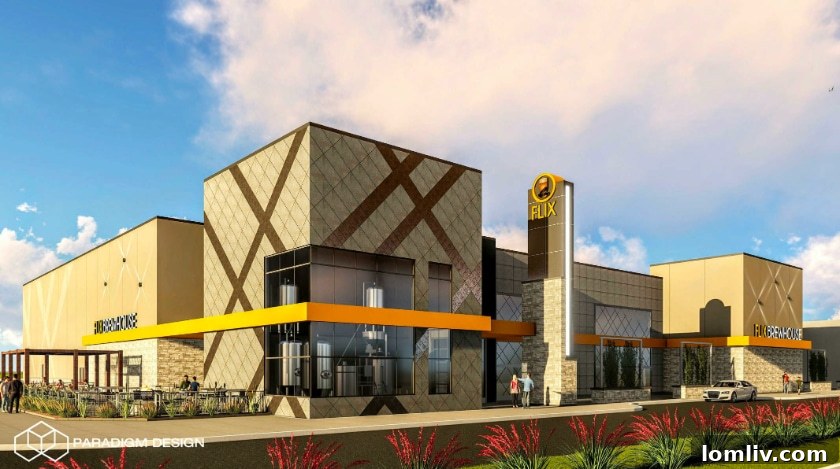 Architectural rendering of Flix Brewhouse at The Shops at Broad in Mansfield