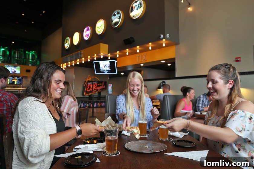 Flix Brewhouse interior showing comfortable seating and tables