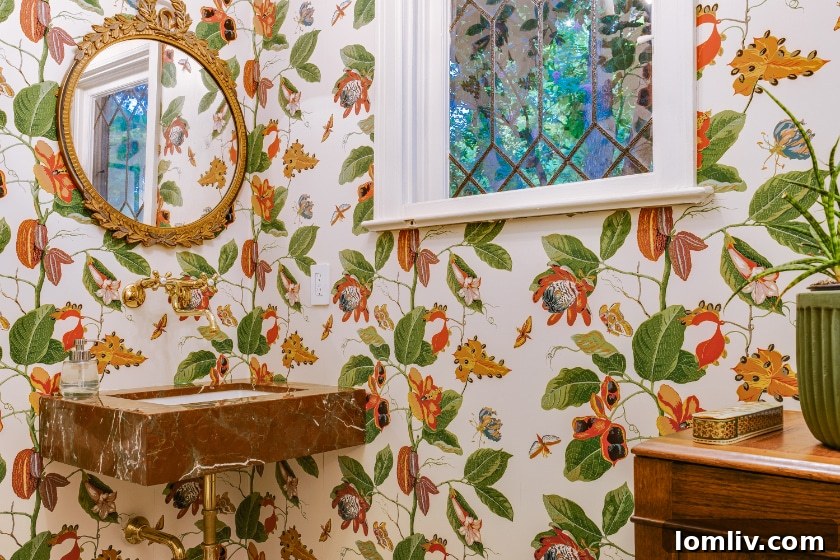 Powder Bath with Original Leaded Glass Window