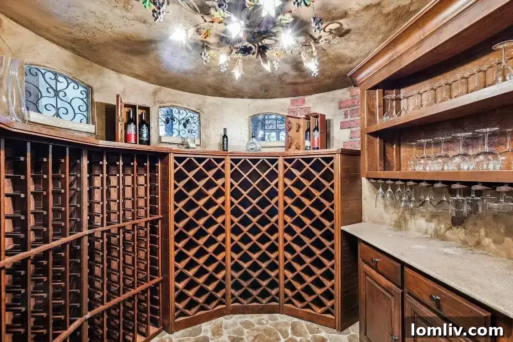 Elegant wine room with custom shelving, climate control, and display lighting for a valuable collection.