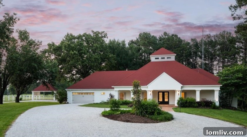 Charming Mennonite-built ranch home with a welcoming facade amidst lush East Texas greenery