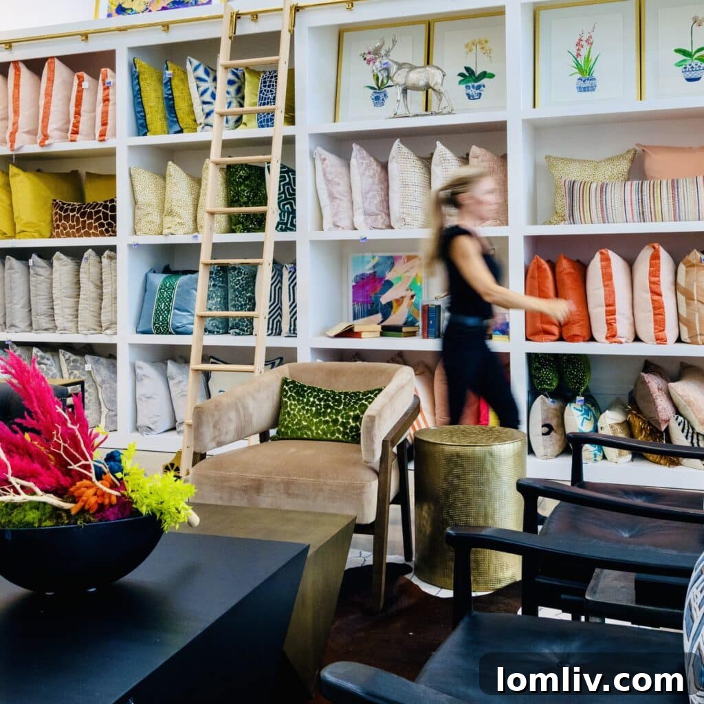 Kristi Kennimer, owner of Scarlet Reagan, stands in her vibrant Dallas store surrounded by art and curated decor.