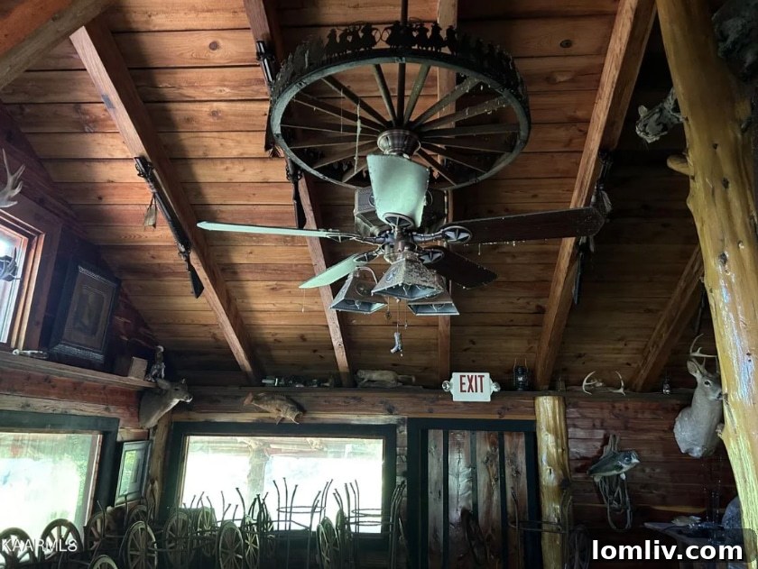 Rustic kitchen or utility area with exposed beams