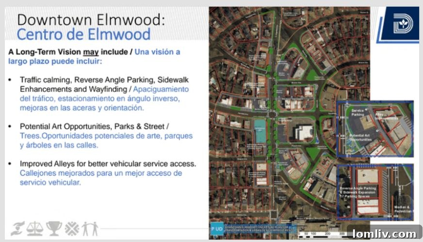 Elmwood Revitalization Plan showing walkable street