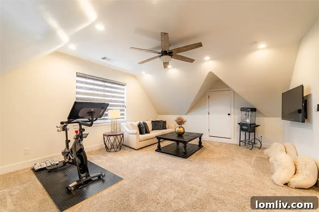 Expansive outdoor covered patio, featuring a fireplace and comfortable seating, ideal for year-round entertaining.