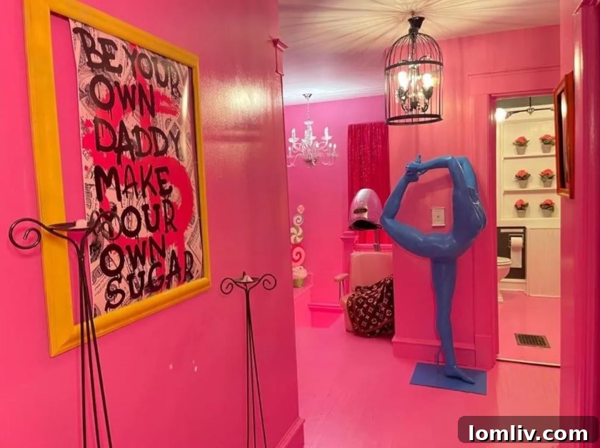 Wisconsin's One-of-a-Kind Pepto Pink Goth Barbie Dreamhouse For Sale 14 Iconic 'Make Your Own Sugar' neon sign in the Goth Barbie Dreamhouse