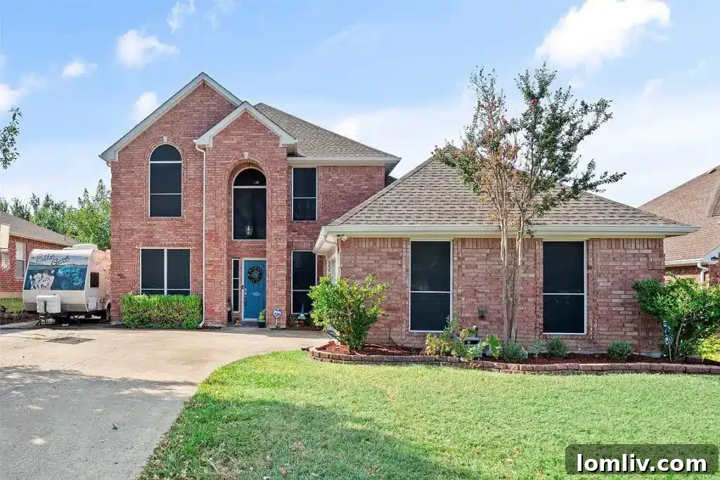 Front exterior of 3320 Ashwood Lane, showcasing its inviting curb appeal and well-maintained landscape in Sachse, TX.