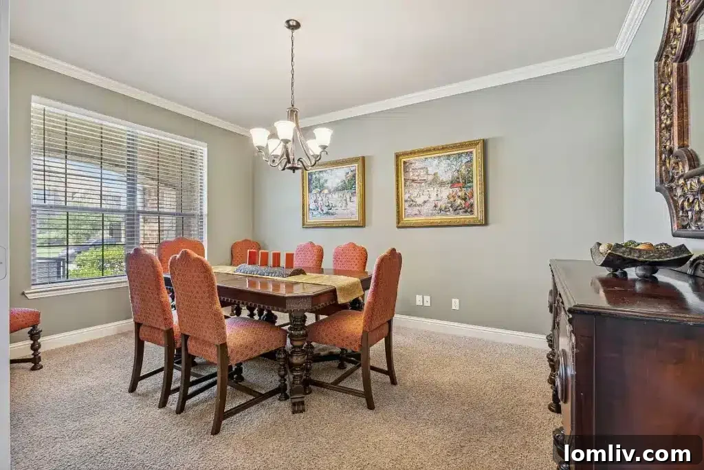 Gourmet kitchen inside the Sachse custom home, featuring high-end appliances, an island, and ample counter space for culinary enthusiasts.