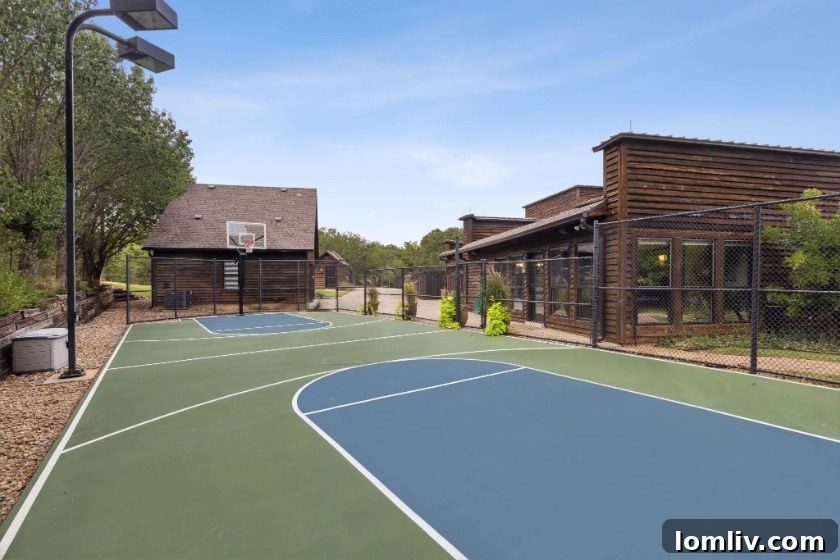 Aerial view showcasing the expansive grounds, multiple amenities, and privacy of the Argyle luxury estate