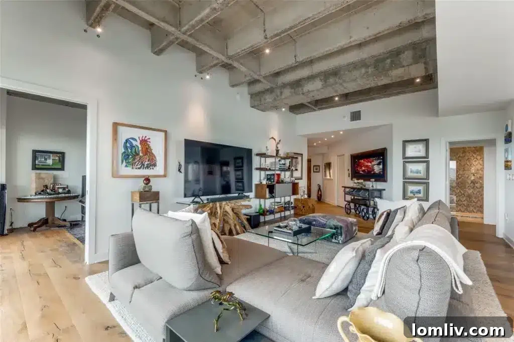 Luxury Dallas Condo Living Room with High Ceilings