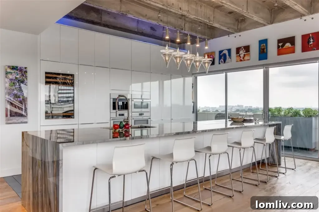 Contemporary Dining Area in Dallas Penthouse