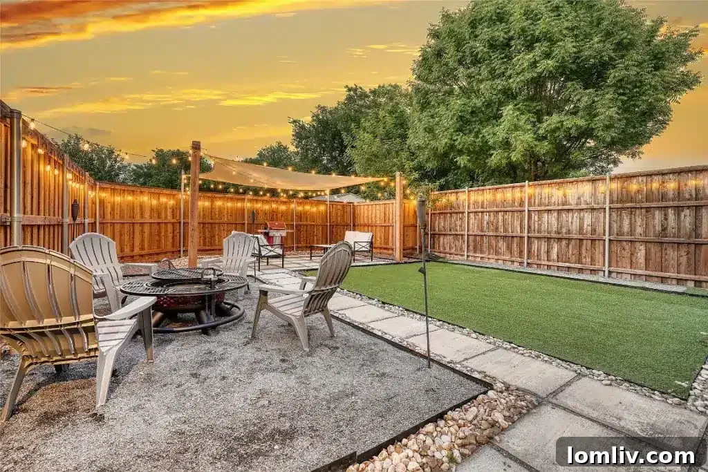 Turfed cornhole area in the backyard of 313 Melshire Street, Sunnyvale, TX.