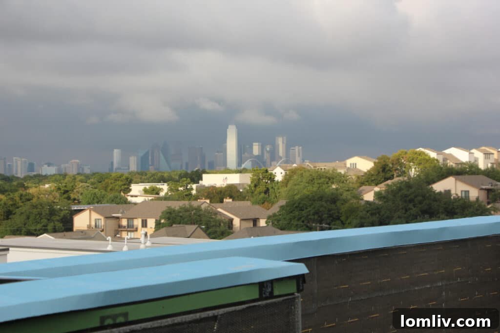 Rainstorm moving through Downtown Dallas as seen from Kessler West