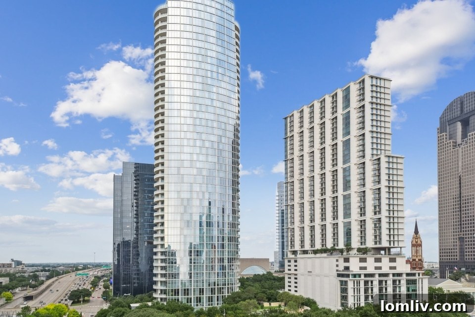 Luxury living room at Museum Tower Dallas Apt. 2102