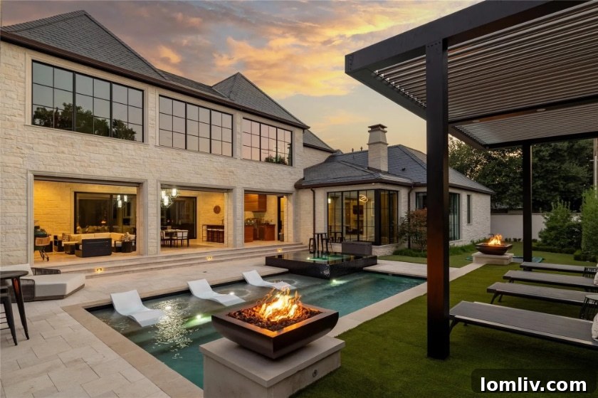 Luxurious Outdoor Living Area with Pool and Pergola
