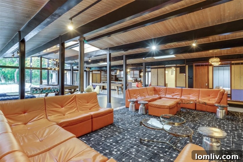 Spacious Living Room in a Midcentury Modern House