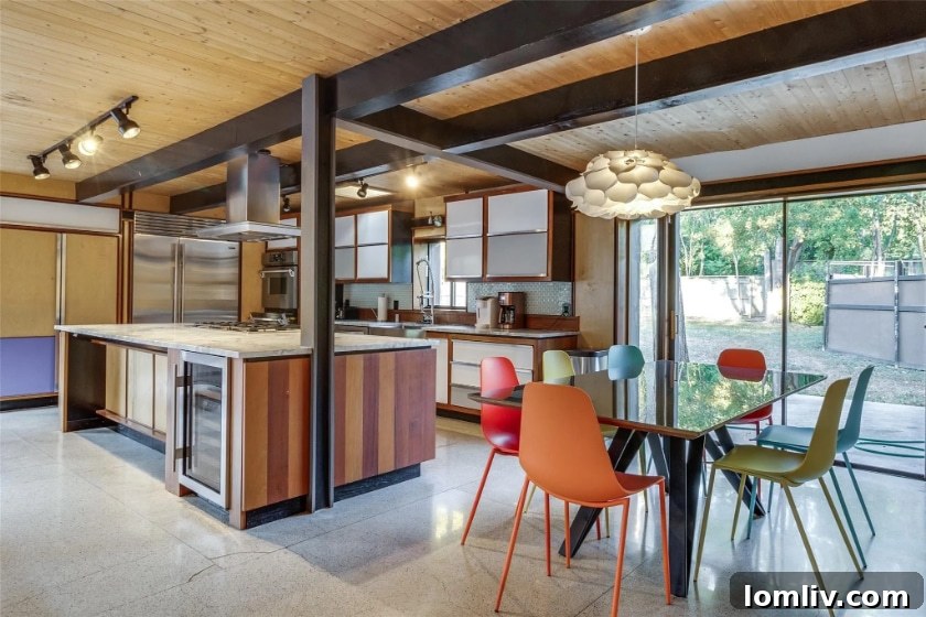 Interior View of a Midcentury Modern Home with Natural Light