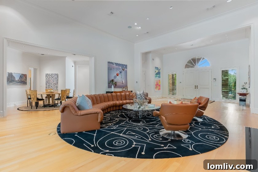 Spacious dining room with natural light and refined decor, perfect for entertaining.