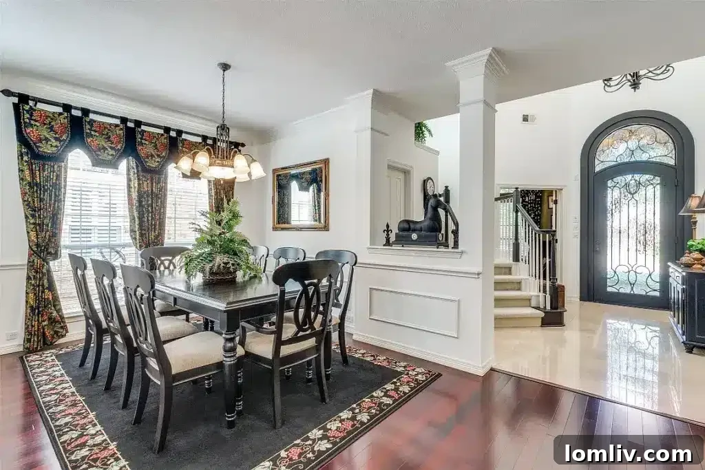 Holiday Shopping Head Start: Tour This Enclave at White Rock Home This Weekend 5 Elegant formal dining area with accent columns and an open layout.