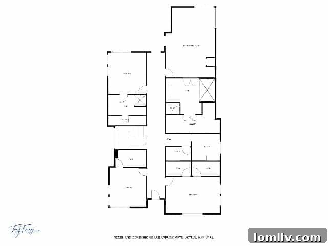 Spacious hallway on the upper level of the custom Fort Worth home, leading to multiple well-appointed bedrooms