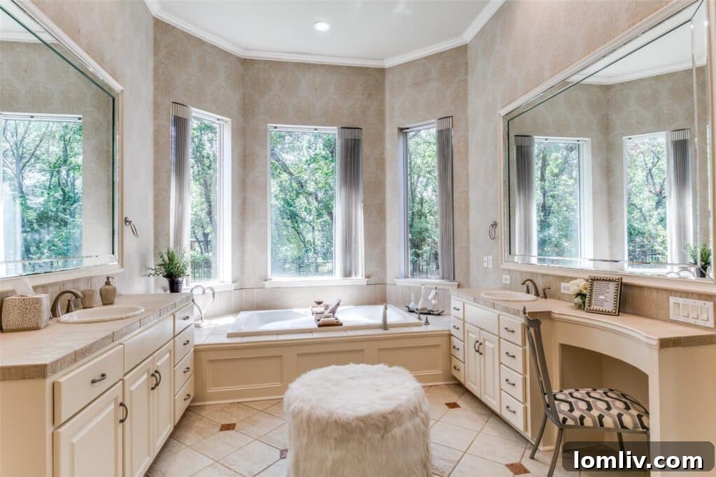 The Ultimate Score: A Dallas Cowboys Dream Home Lands at The Landing 11 Spacious Bathroom with Dual Vanities