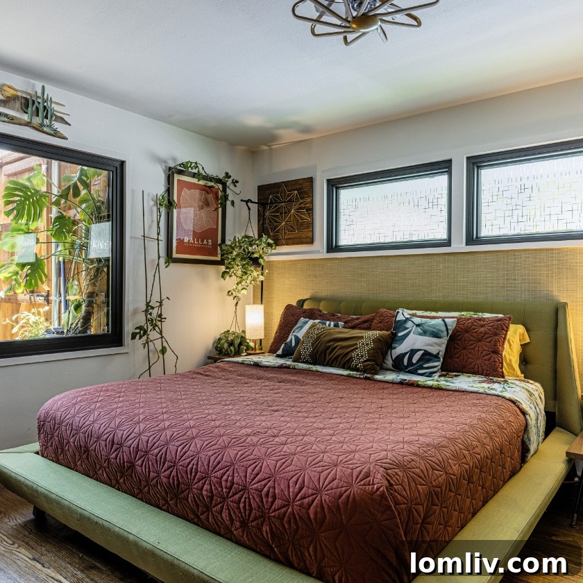 The architectural design features decreasing window sizes from the back to the front of the house, optimizing natural light while minimizing heat gain, a smart climate-conscious approach.