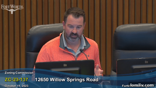 Fort Worth Zoning Commissioner Jacob Wurman speaks at a meeting