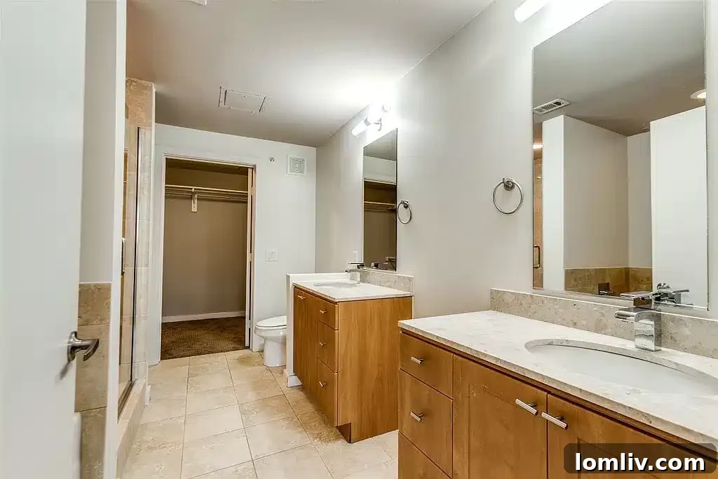 SOHIP Condo Wycliff & Lemmon Your Urban Lifestyle Awaits 7 Luxurious ensuite bathroom with dual vanities and a spacious walk-in shower