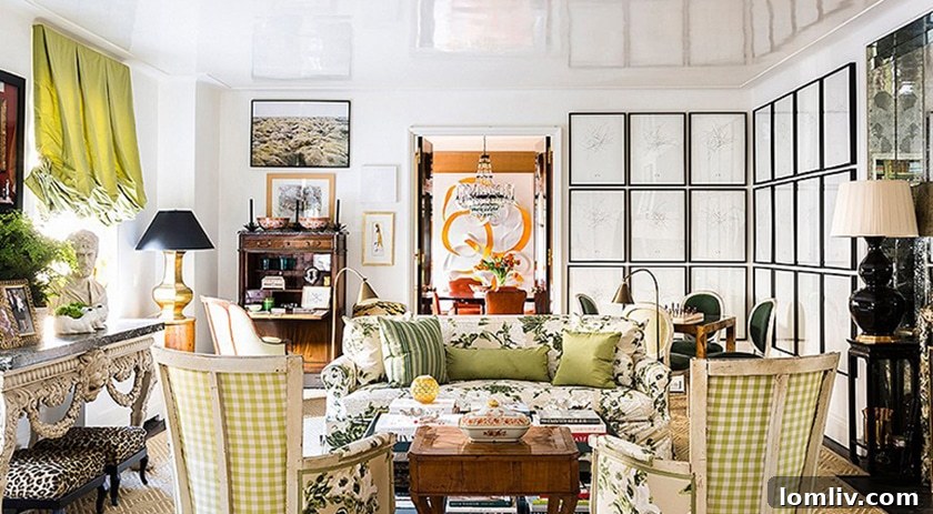 Elevated Living: Rooftop Terraces, Golf Simulators, and Walk-In Pantries Lead Home Trends 7 Luxurious living room featuring a striking high-gloss ceiling that reflects light and creates an illusion of greater height, enhancing modern decor.