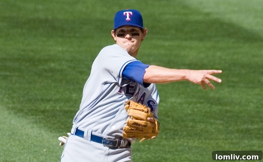 Portrait of Ian Kinsler, former Texas Rangers second baseman.