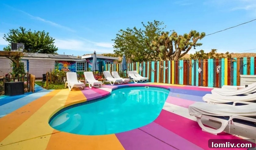 California's Vibrant Embrace: A Home That Feeds the Soul 14 Peaceful backyard lounging area with a hammock, ideal for ultimate relaxation, California desert home