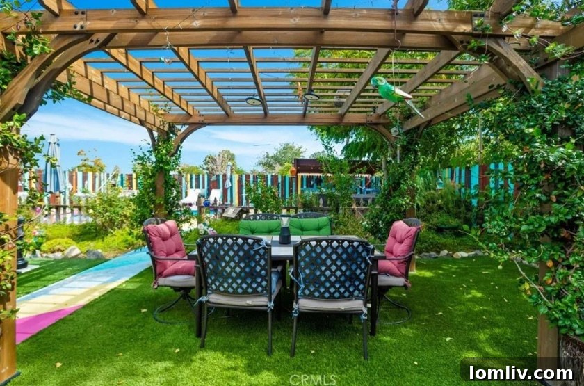 California's Vibrant Embrace: A Home That Feeds the Soul 8 Charming outdoor dining area with string lights, perfect for evening meals, California living